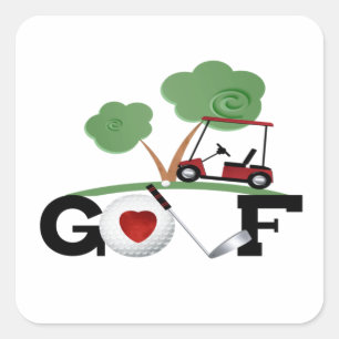 Cuadrada Me encanta el pegatina de Golf Square