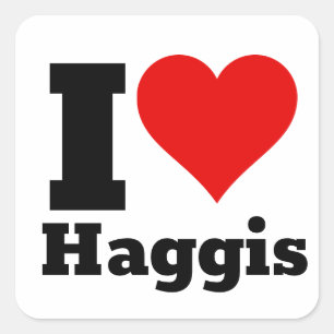 Cuadrada Me encanta el Pegatina de Haggis Square