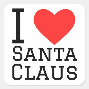 Cuadrada Me encanta el Pegatina de Santa Claus