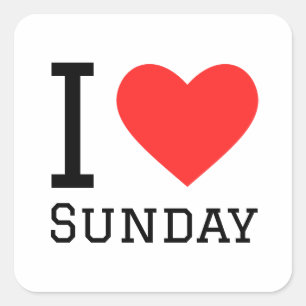 Cuadrada Me encanta el Pegatina de Sunday Square