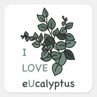 Cuadrada ME ENCANTA el Pegatina de Ucalyptus