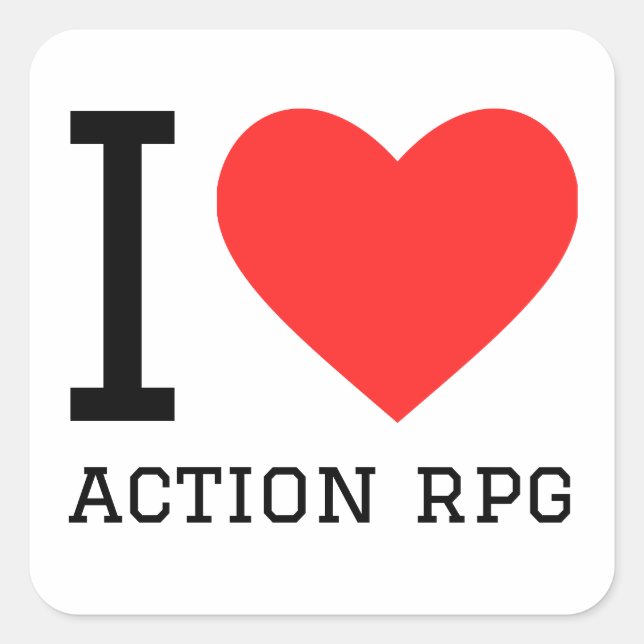 Cuadrada Me encanta la acción pegatina cuadrado rpg (Anverso)