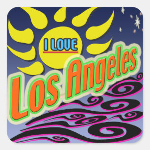 Cuadrada "ME ENCANTA Los Ángeles: Noche Sunshine" Pegatina