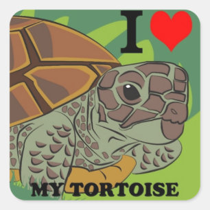 Cuadrada Me encanta mi Pegatina de Tortoise Square