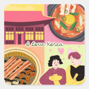 Cuadrada "Me encanta pegatina coreana – divertida calcomaní
