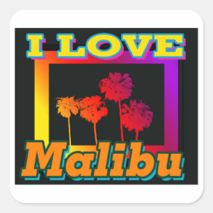 Cuadrada Me encantan las palmeras de Malibu en los Pegatina