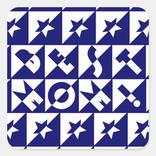 Cuadrada Mejor Mamá Azul con Patrón Blanco y Pegatina de Es (Anverso)