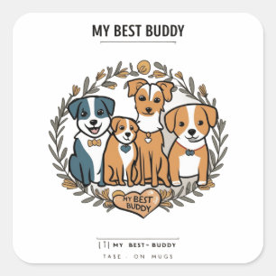 Cuadrada Mejor Pegatina de Buddy