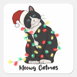 Cuadrada Meowy Catmas Pegatina