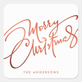CUADRADA MERRY CHRISTMAS DE MANO | PEGATINA DE VACACIONES