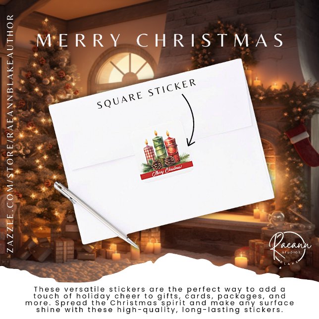 Cuadrada Merry Christmas Square Pegatina (Subido por el creador)