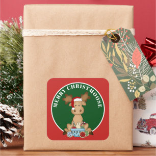 Cuadrada Merry Christmoose agrega mensaje a pegatina del al