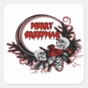 Cuadrada Merry Creepmas Horror Navidades Pegatina cuadrado
