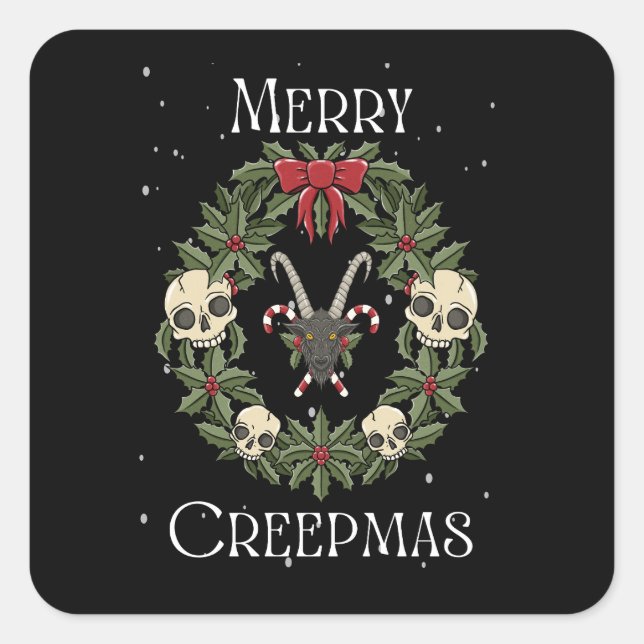 Cuadrada Merry Creepmas Pegatina (Anverso)