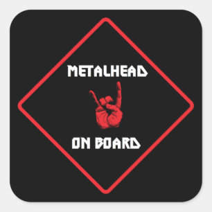 Cuadrada Metalhead a bordo el pegatina