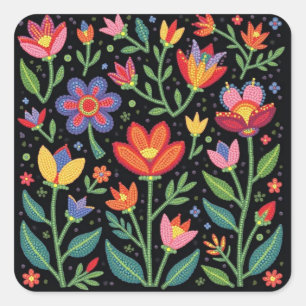 Cuadrada Metis Nativa Beading Craft Pegatina Floral de arte