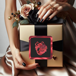 Cuadrada Mi dulce corazón rojo brillante Pegatina de San Va