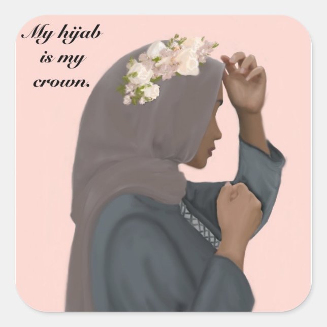 Cuadrada Mi hijab es mi pegatina de la corona (Anverso)