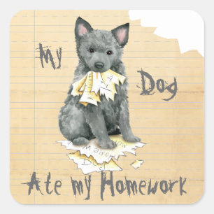 Cuadrada Mi Mudi Ate My Homework Square Pegatina