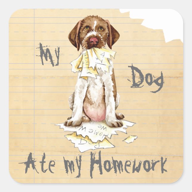 Cuadrada Mi Pegatina GWP Ate My Homework Square (Anverso)