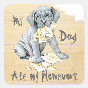 Cuadrada Mi Pegatina Mastino Ate My Homework Square