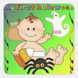 Cuadrada Mi primer Pegatina de la Plaza de Halloween