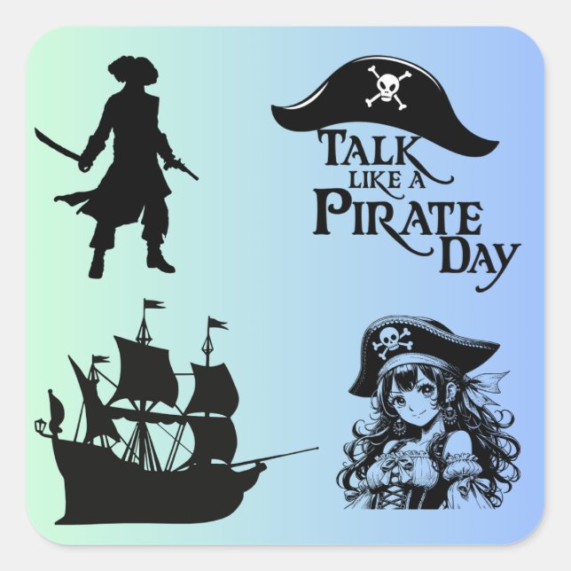 Cuadrada Mi único Pegatina pirata: la aventura espera (Anverso)