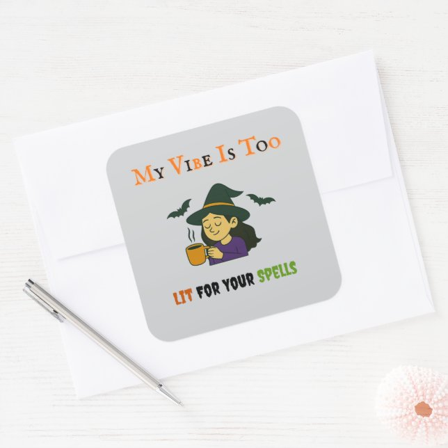 Cuadrada Mi vibe es demasiado liviano - Pegatina de Hallowe (Sobre)