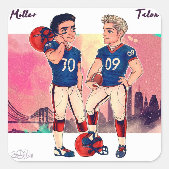 Cuadrada Miller y Talon Pegatina (Anverso)