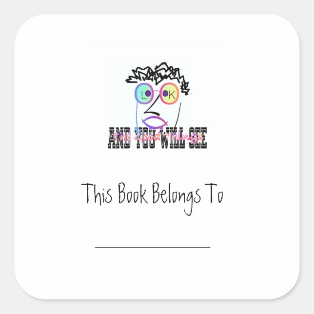 Cuadrada Mira Y Verás El Pegatina De La Plancha De Libros (Anverso)