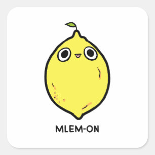 Cuadrada Mlem-on Funny Lemon Fruit Pun Pegatina