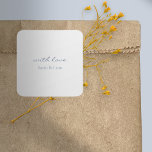 Cuadrada Moda netral con amor Regalo Boda Pegatina<br><div class="desc">Elegante y moda. Pegatina de regalo boda simple,  neutro e inolvidable con un fondo blanco nítido y un color azul polvoriento.</div>