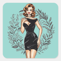 Moda Vintage LBD Ilustracion Pegatina