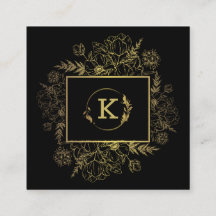 Moderna tarjeta de visita botánica de oro negro