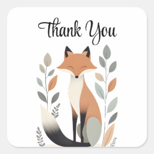 Cuadrada Moderno Minimalista Boho Fox Gracias Pegatina
