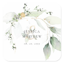 Moderno Pegatina de Eucalipto Verde y Oro