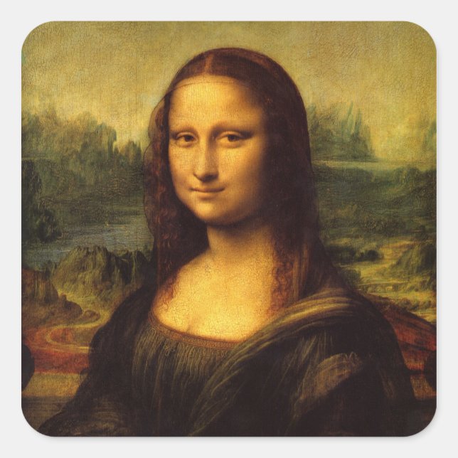Cuadrada Mona Lisa Pegatina (Anverso)