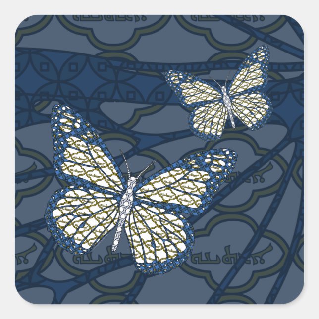 Cuadrada Monarca judía Pegatina (Anverso)