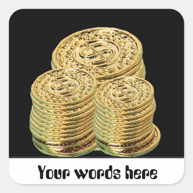 Cuadrada Monedas de oro o tokens pegatina de personalizable (Anverso)