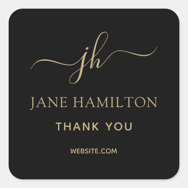 Cuadrada Monograma Gracias a Business Logo Square Pegatina (Anverso)