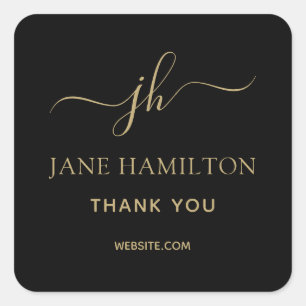 Cuadrada Monograma Gracias a Business Logo Square Pegatina