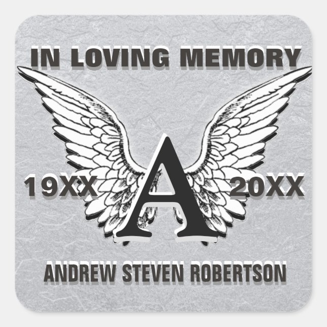 Cuadrada Monograma Pegatina plateado (Anverso)