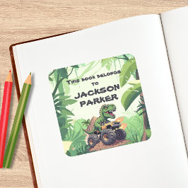 Cuadrada Monstruo de Dinosaurio Camión Niños Pegatina de la