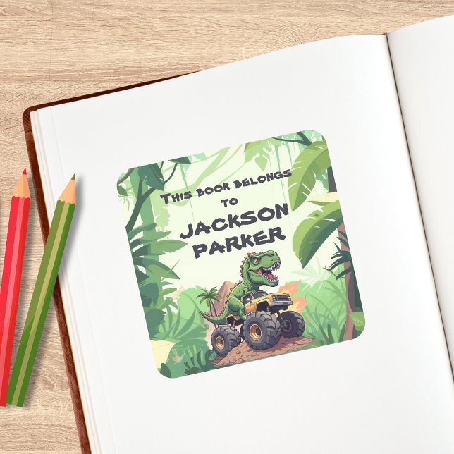 Cuadrada Monstruo de Dinosaurio Camión Niños Pegatina de la (Subido por el creador)