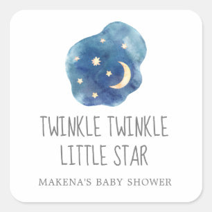 Cuadrada Moon Twinkle Twinkle Pequeño Pegatina Favor Estrel
