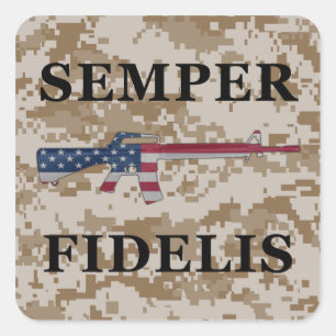 Cuadrada Moreno del pegatina de Semper Fidelis M16