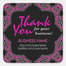 Cuadrada Mosaico Rosa Oriental Gracias pegatina De Negocios