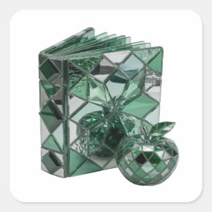 Cuadrada Motivo de pegatina abstracta de plata única