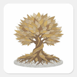Cuadrada Motivo de Pegatina ÁRBOL DE LA VIDA Gris de Moda
