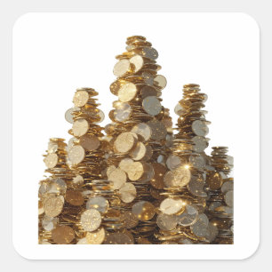 Cuadrada Motivo de pegatina de monedas de oro plateadas cru